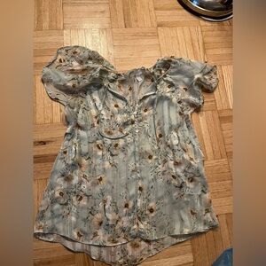 H&M Light Blue Floral Blouse